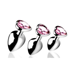 Booty Sparks Pink Heart Gem Anal Plug Set | Condom Depot